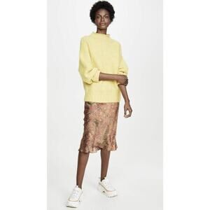 Equipment Femme Souxanne Alpaca Blend Mock Neck Sweater Large Yellow Ove…